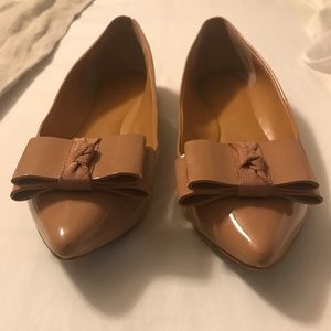 Great Condition J. Crew Tan Leather Bow Flats